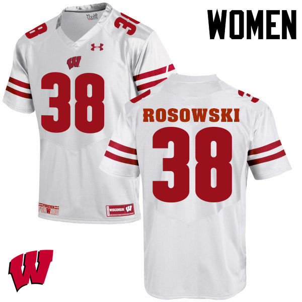 Wisconsin Badgers Women's #38 P.J. Rosowski NCAA Under Armour Authentic White College Stitched Football Jersey LC40B88KN